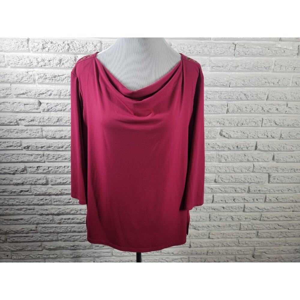 Investments II Womens Top 1X Plus 3/4 Sleeve Grommets Purple Office PUR61E